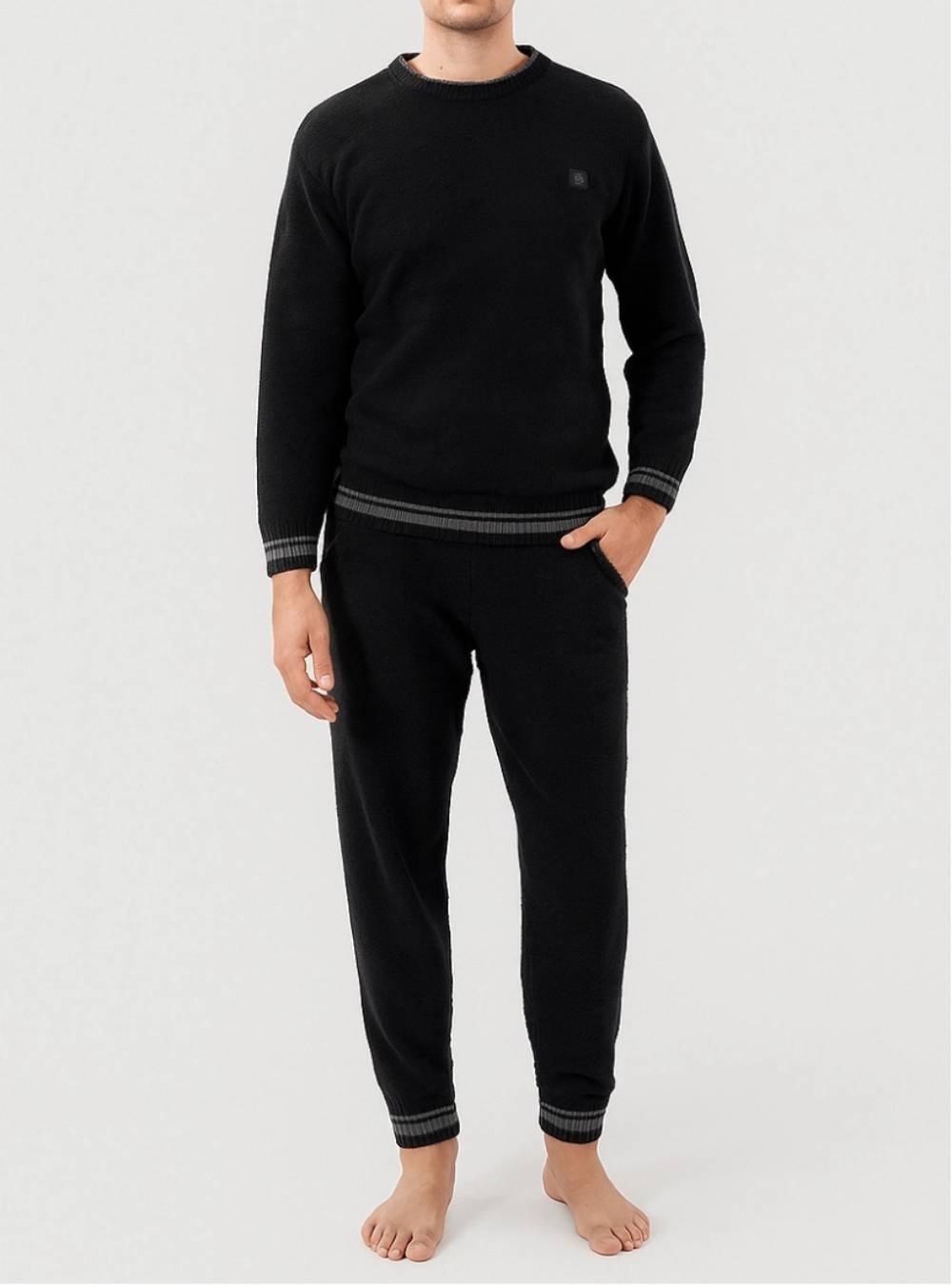 David Archy Pajama Set Plush Fleece Warm Cozy Men's Nightwear Set