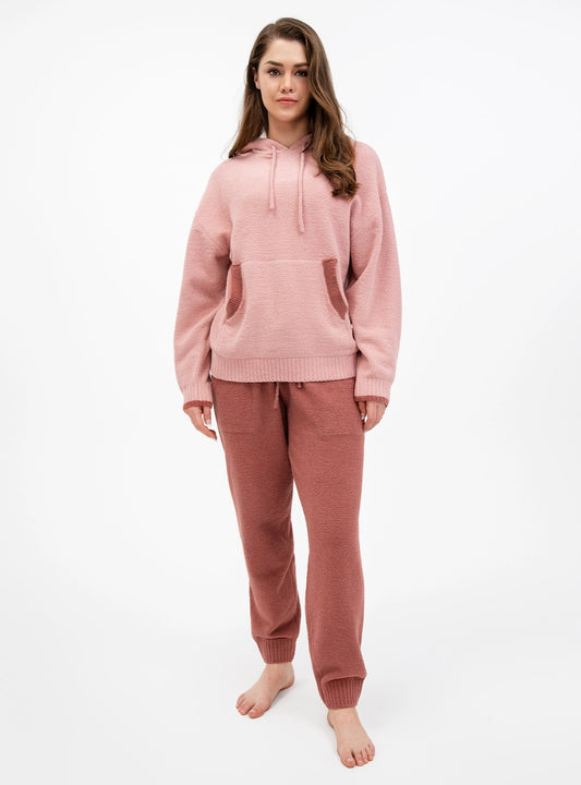 Plush Fleece Cozy Hooded Pajama Set