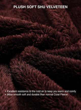 David Archy® Men’s Flannel Soft Fleece Plush Robe Full Length Long Bathrobe with Hooded-Bathrobes-David Archy