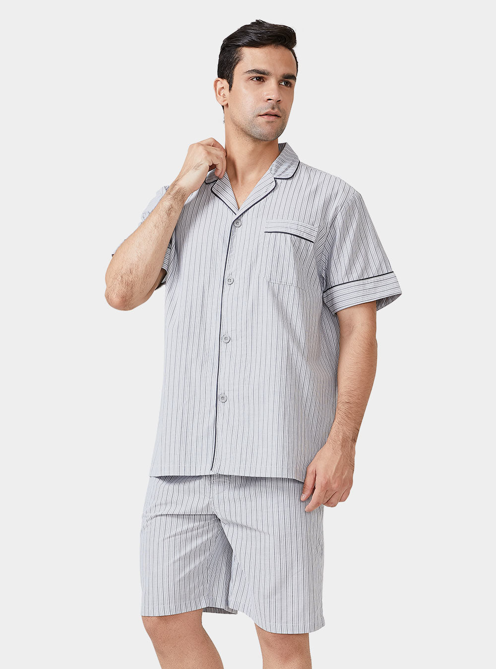 Stripe Classic Button-Front Pajamas - Navy in Men's Cotton Pajamas, Pajamas  for Men