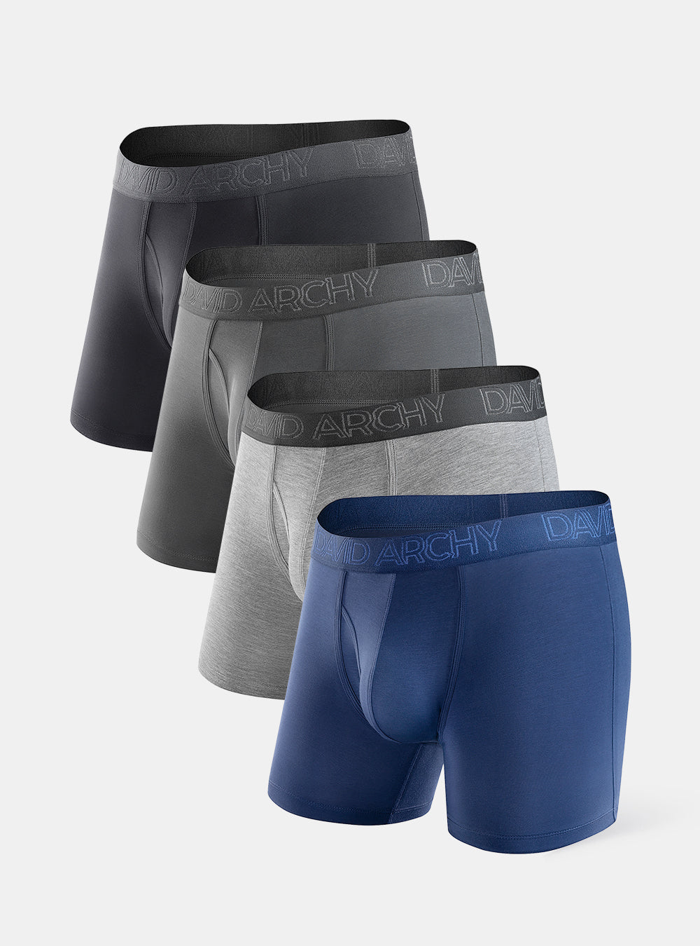 David Archy 4 Packs Trunks Bamboo Rayon Breathable Soft Underwear