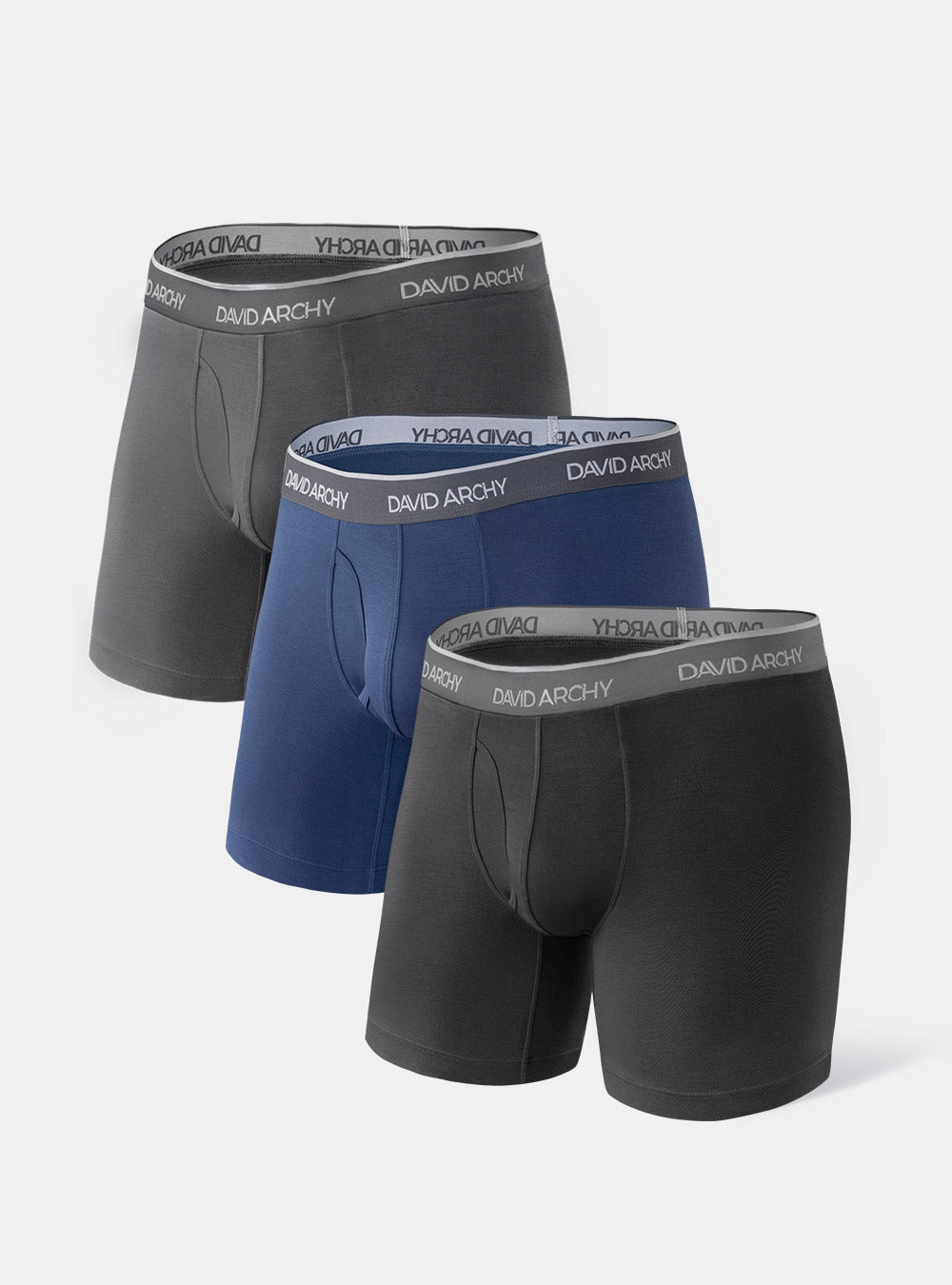David Archy 3 Packs Leg Boxer Briefs Bamboo Rayon Ultra Soft Comfy