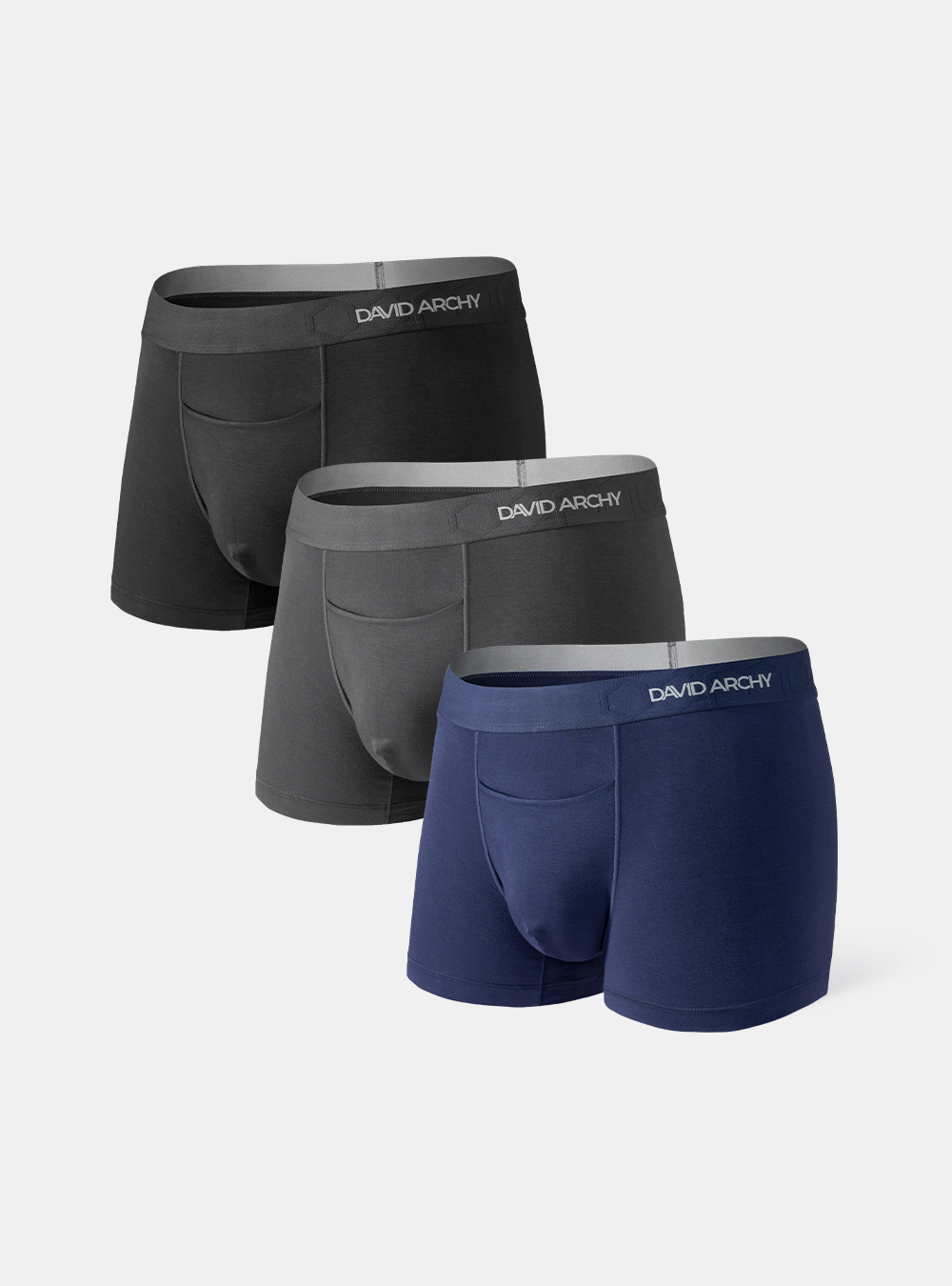 David Archy Men's Soft Micro Modal Separate Pouch Underwear Long