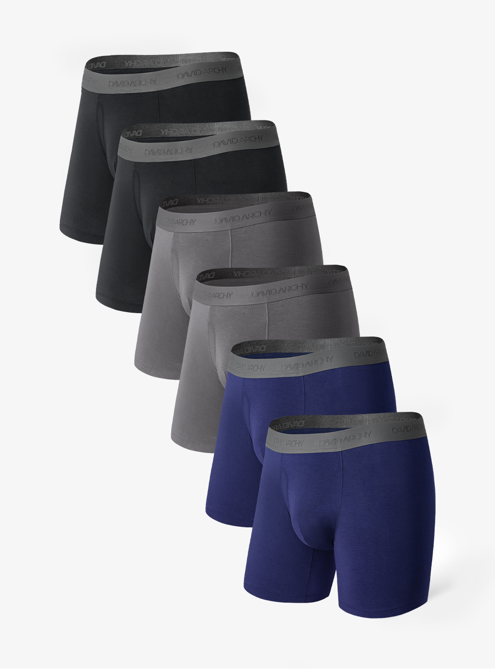 David Archy 6 Pack Boxer Briefs Bamboo Pouch Support Men's David Archy 6 Pack Boxer Briefs Bamboo Pouch Support Men's