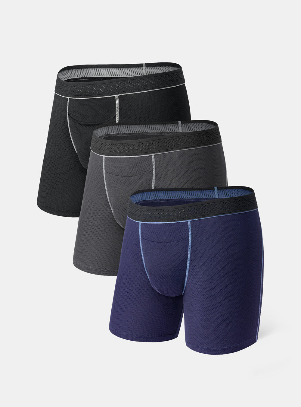 3 Packs Sport Quick Dry Boxer Briefs with Pouch