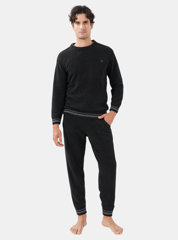 Plush Fleece Crew Neck Pajama Set