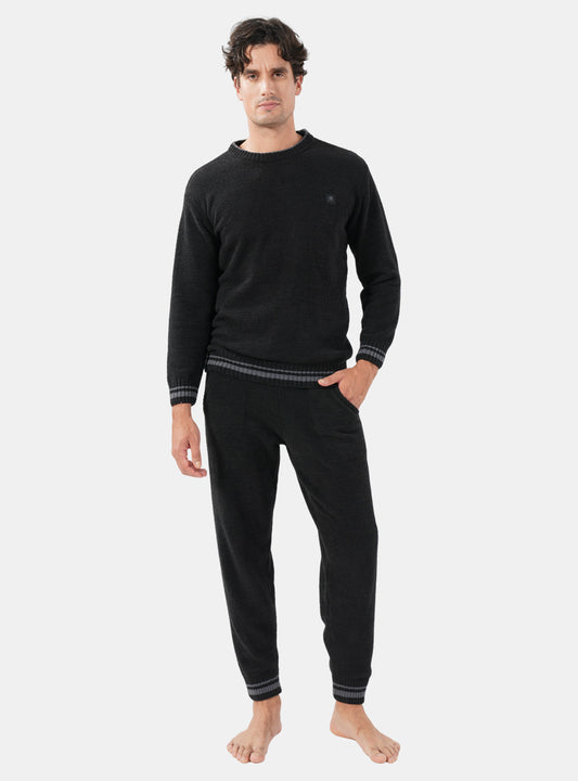 Plush Fleece Crew Neck Pajama Set