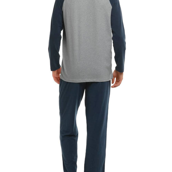 Men's Casual Pajama Set - Soft Long Sleeve Shirt & Pants, Loose Fit Loungewear For Fall & Winter