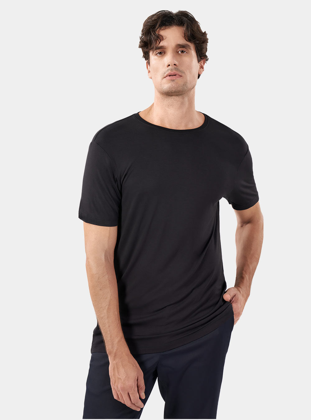 David Archy Men's Undershirt Bamboo Rayon Moisture-Wicking T-shirts Stretch Crewneck/V-Neck Tees for Men, XL / Navy Blue/Black/Burgundy