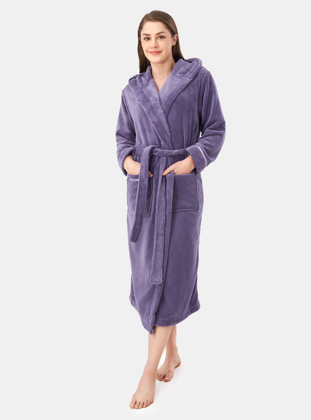 David Archy Women Hooded Fluffy Plush Robe