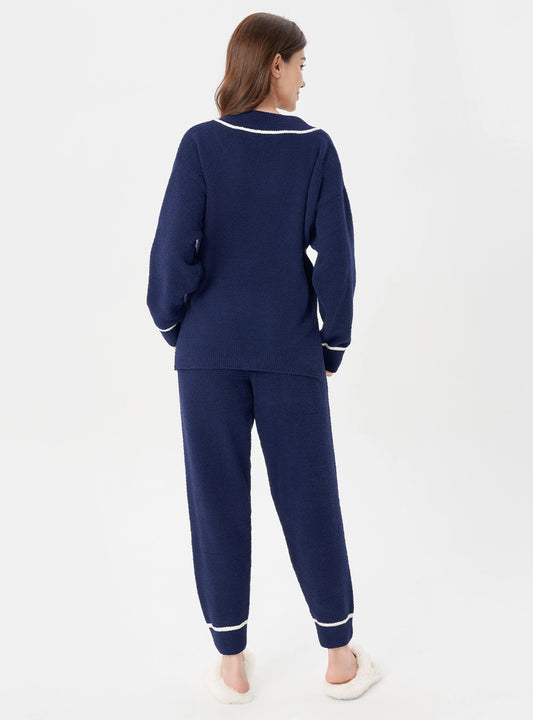 Plush Fleece V-Neck Pajama Set