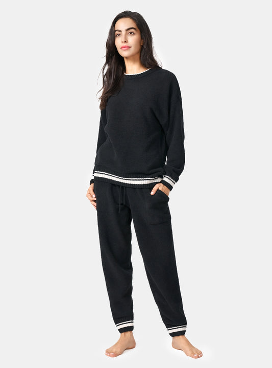 Plush Fleece Cozy Crew Neck Pajama Set