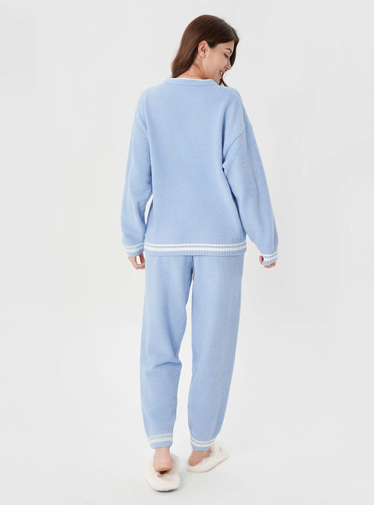 Plush Fleece Cozy Crew Neck Pajama Set