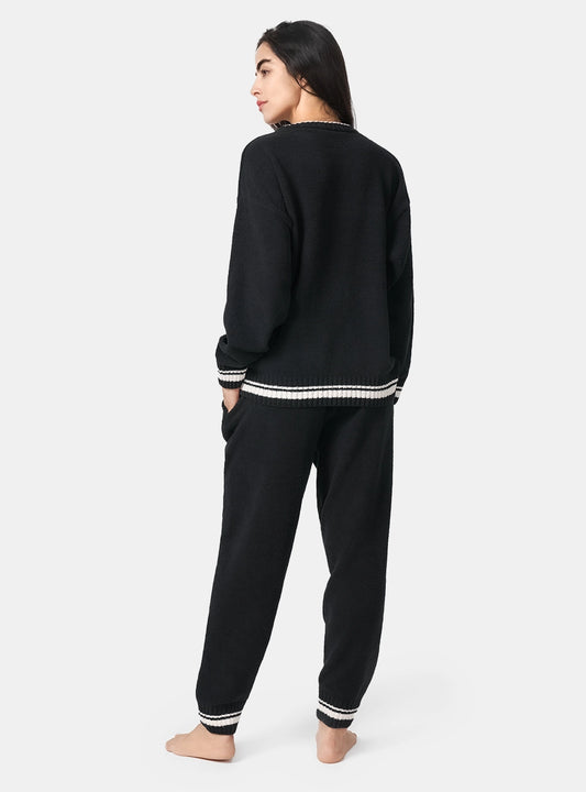 Plush Fleece Cozy Crew Neck Pajama Set