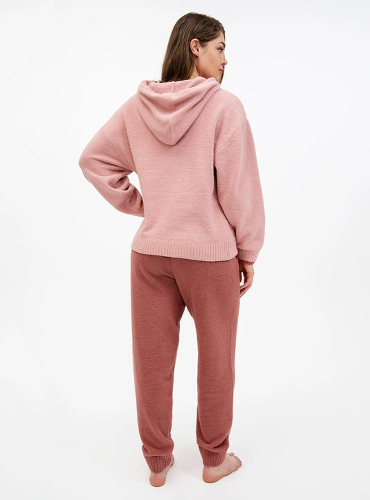 Plush Fleece Cozy Hooded Pajama Set
