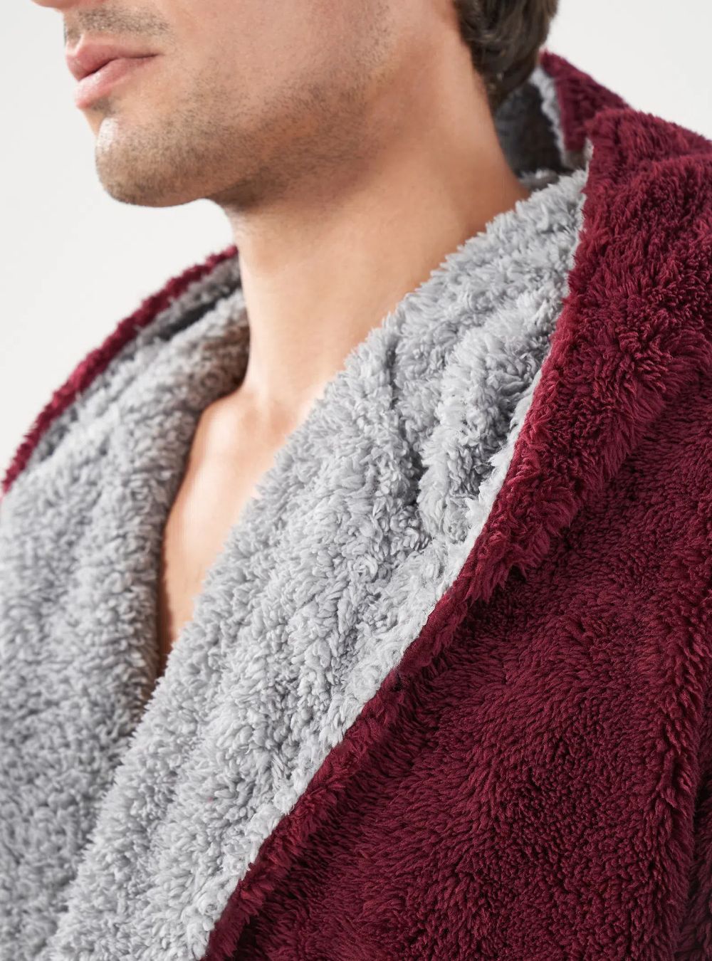 Flannel Soft Plush Long Bathrobe with Hooded