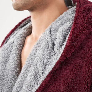 Flannel Soft Plush Long Bathrobe with Hooded