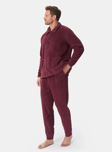 Plush Fleece Snap-Front Pajama Set