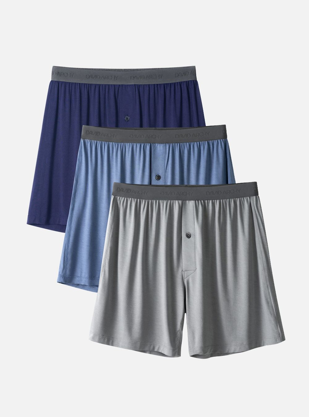 3 Packs Bamboo Rayon Boxer Shorts With Fly Breathable David Archy Pouch ...
