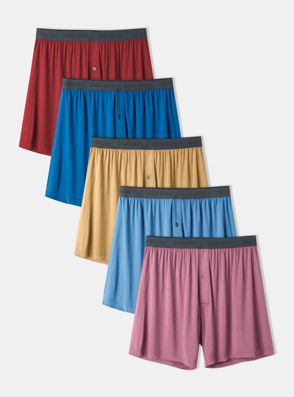 David Archy Men Bamboo Breathable Boxers (5-Pack)