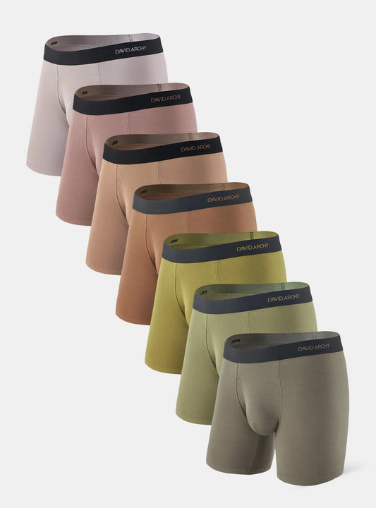 Bamboo Moisture Wicking Boxer Briefs 6.5'' (7-Pack) -Earth Color