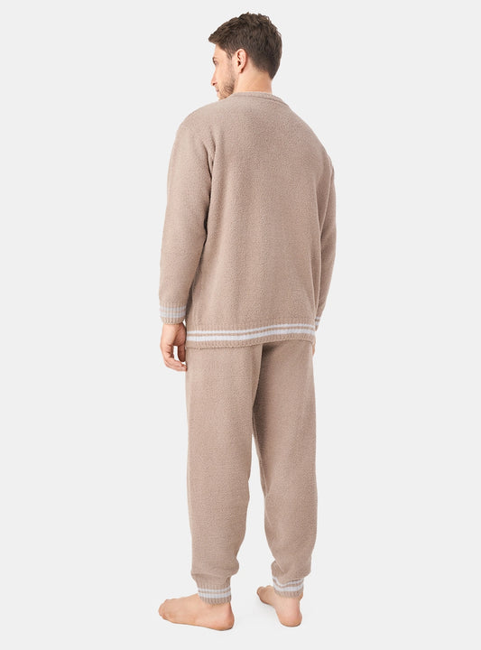 Plush Fleece Crew Neck Pajama Set