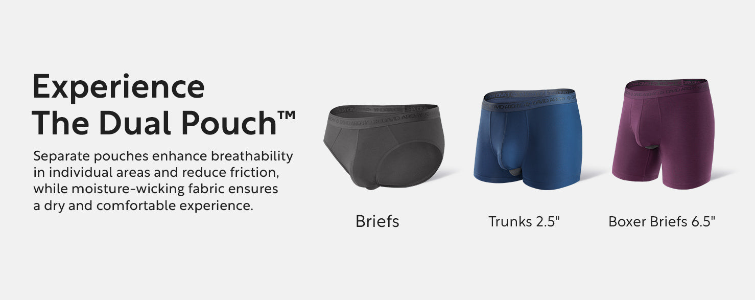 DAVID ARCHY Men's Dual Pouch Underwear Micro Modal Trunks Separate Pouches  with Fly 4 Pack, Black/Dark Gray/Navy Blue/Wine, Large : Buy Online at Best  Price in KSA - Souq is now 