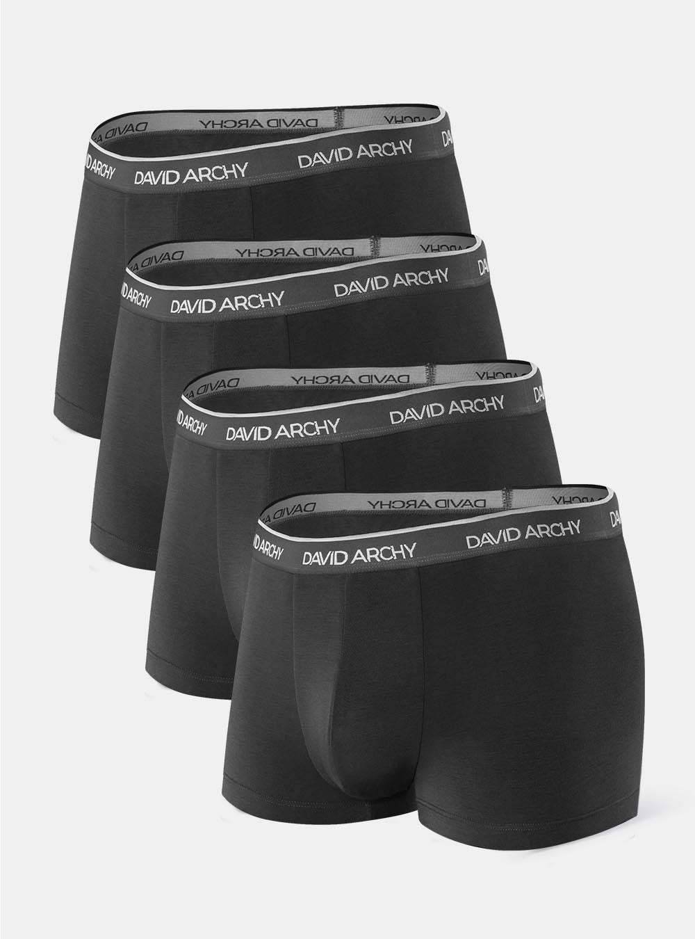 4 Packs Bamboo Trunks 3D Pouch Smooth David Archy Ultra Soft Smooth  Breathable Contour