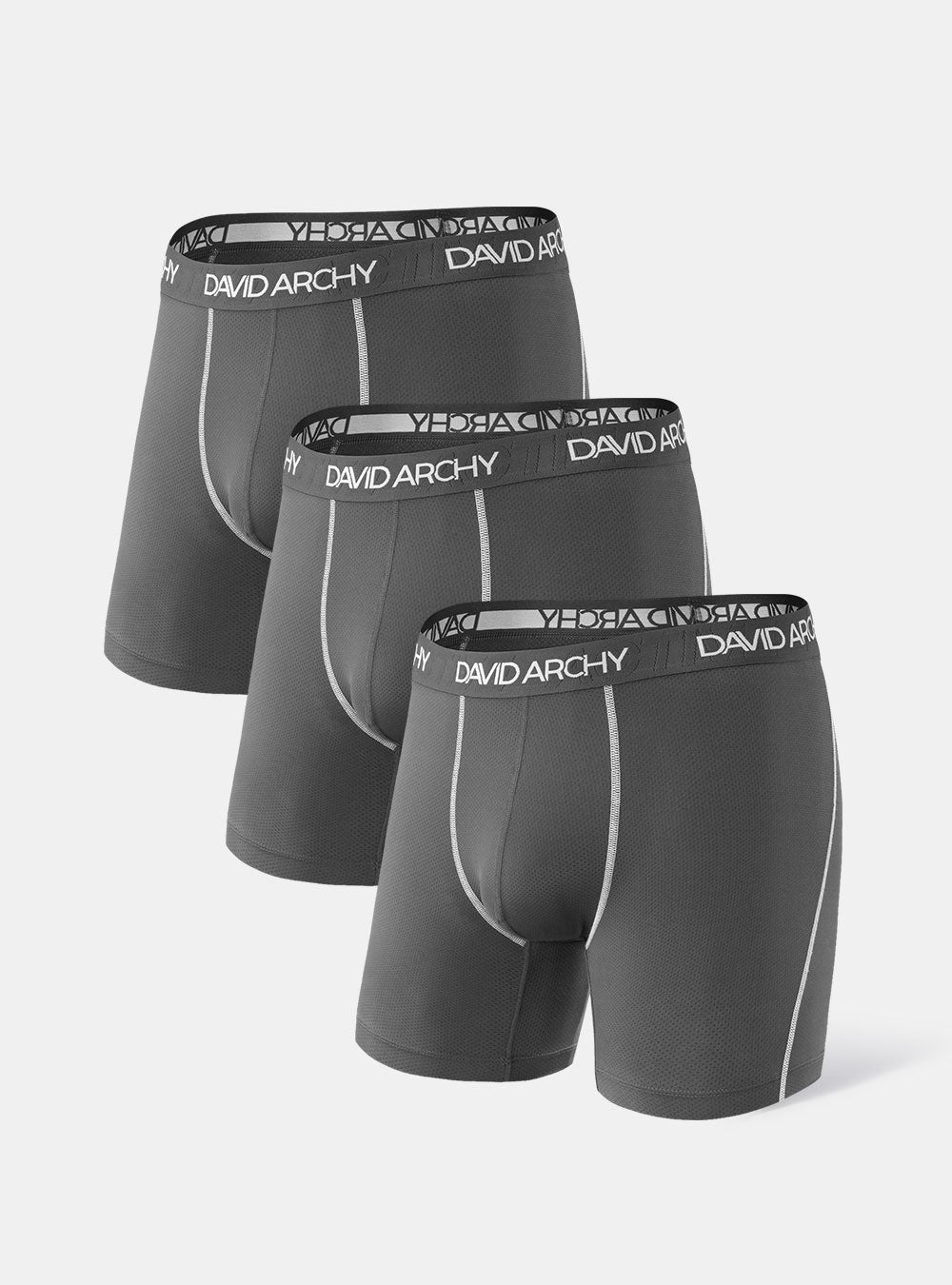 3 Packs Long Boxers Brief Quick Dry Sports David Archy Comfortable  Breathable Underwear For Men