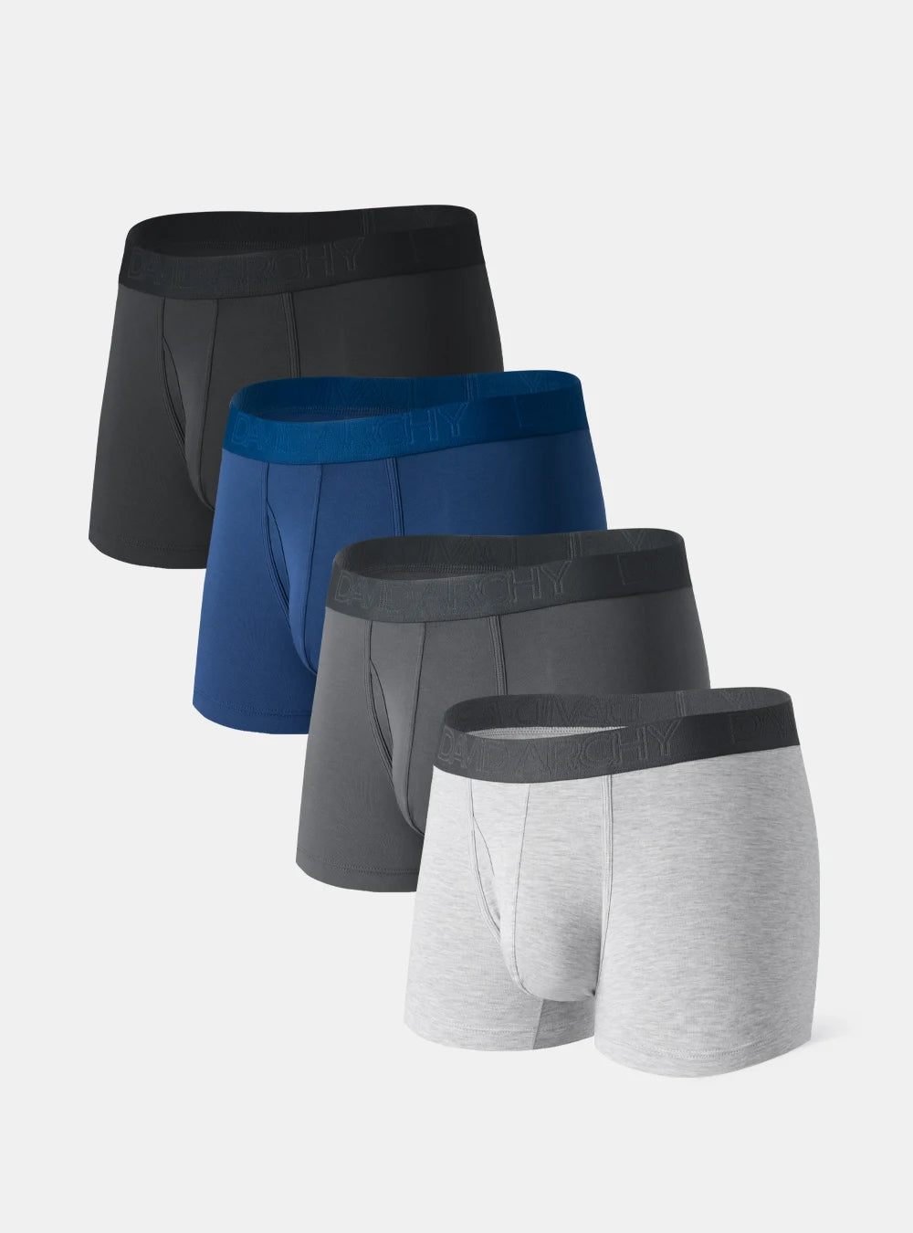 David Archy Bamboo Moisture Wicking Trunks 3.5" (4-Pack) - Insignia Blue/Stretch Limo/Castlerock/Gray / S