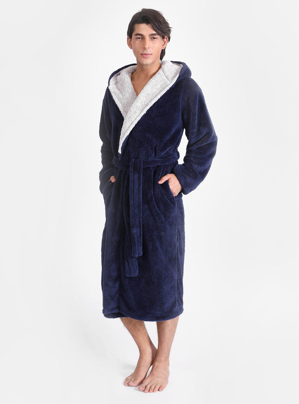 David Archy Flannel Robe With Hooded Premium Micro Fleece Full Length ...