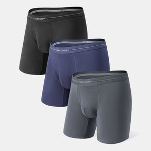 David Archy 3 Packs Cotton Boxer Briefs with Pouch Support Elite Men's Soft Breathable  Underwear