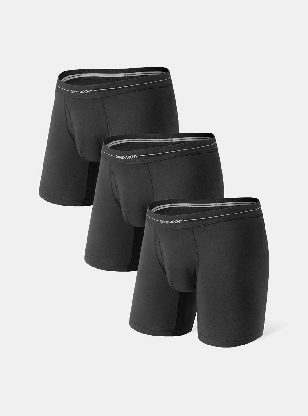 David Archy 3 Packs Cotton Boxer Briefs with Pouch Support Elite