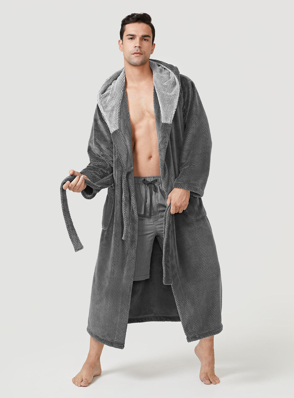 Everyday Supersoft Dressing Gown with Hood - Grey | very.co.uk