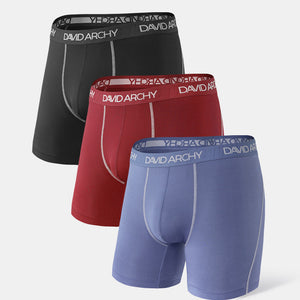 DAVID ARCHY Mens Underwear Mesh Quick Dry Boxer Briefs Sports Breathable  Underwear in 3 Pack No Fly (XL, Black/Maroon/Moonlight Blue - Mesh No Fly)