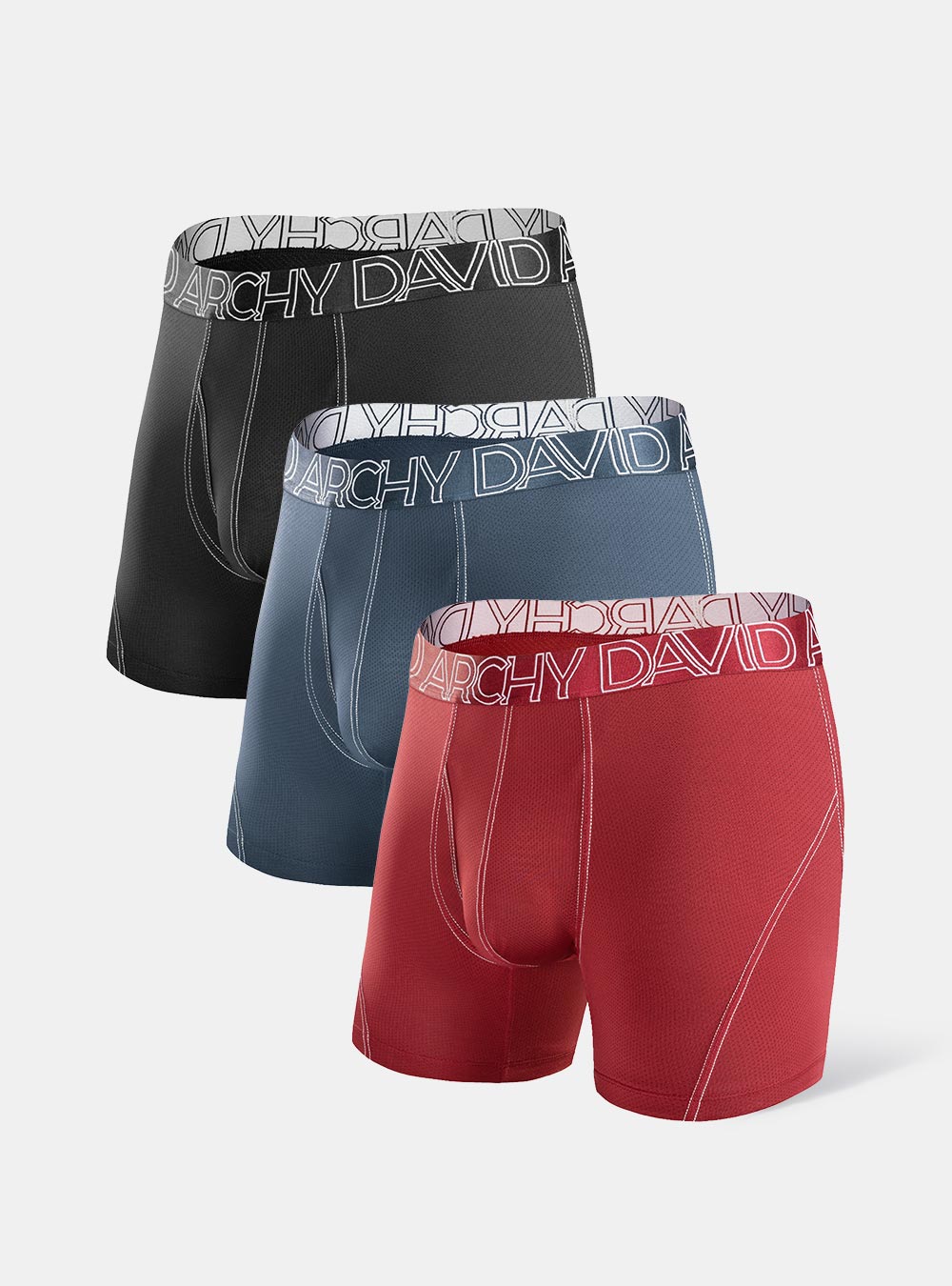 Set of 3 Boxers Modern Structure - grey, black and red grape: Packs