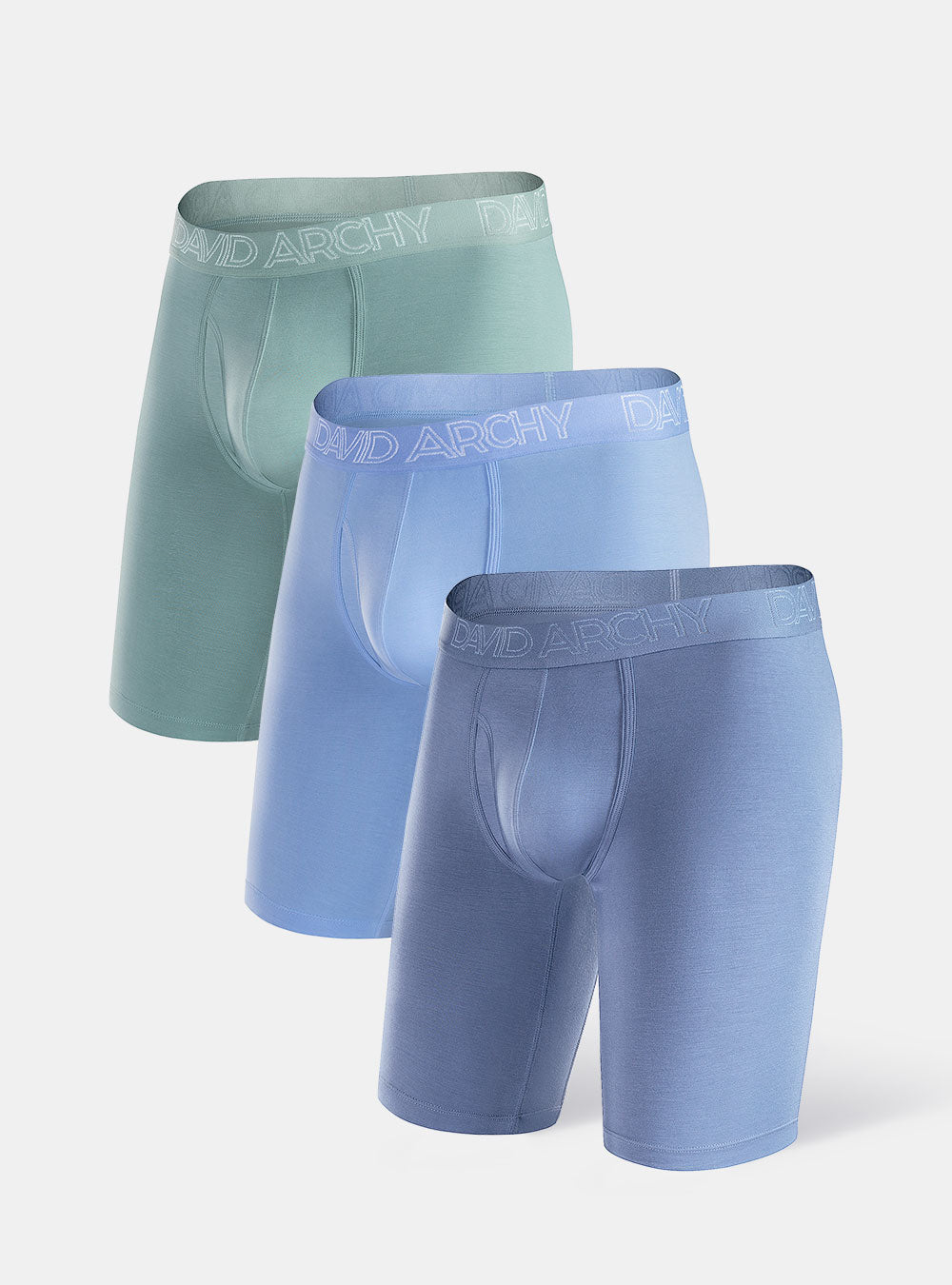 4 Packs Boxer Briefs with Pouch Bamboo Rayon David Archy Men's Breathable Boxer Shorts Underwear