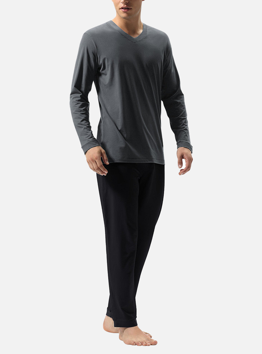 David Archy® Men's Pajamas Set V-Neck Lounge Wear No Fly Cotton Sleepwear  Durable Stretchy PJs Top and Bottom