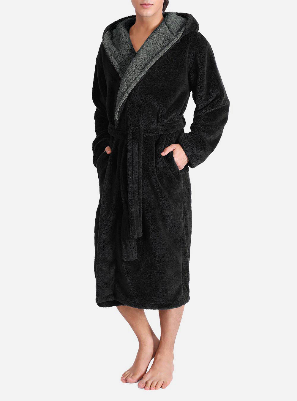 David Archy Flannel Robe With Hooded Premium Micro Fleece Full Length Warm  Plush Coral Comfy Premium
