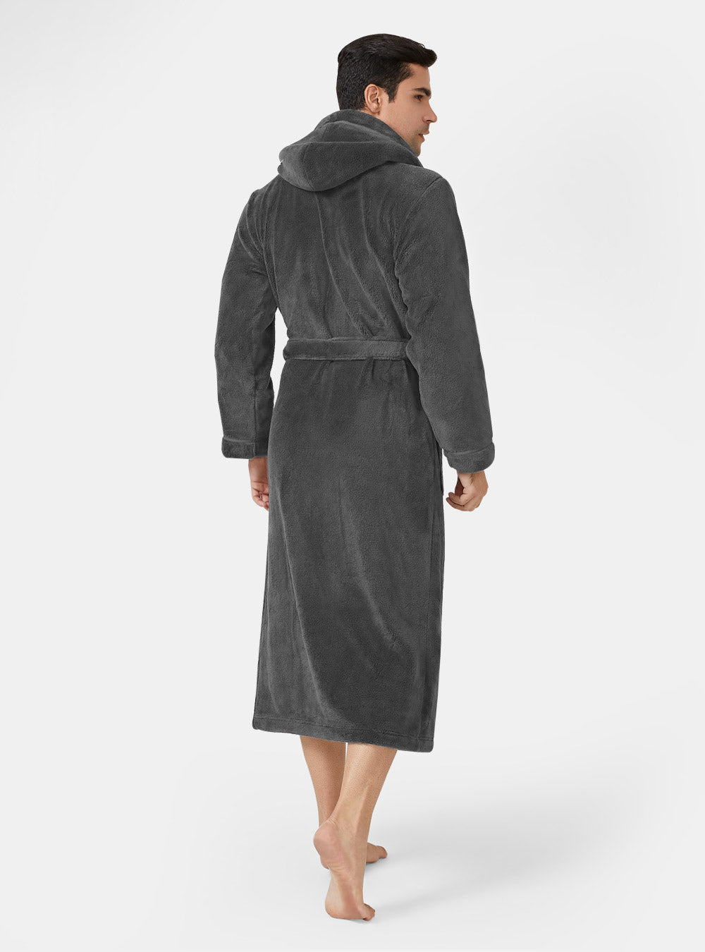 Adr Men's Classic Winter Robe, Full Length Hooded Bathrobe, Plush Fleece  Burgundy With Black Contrast Xl : Target