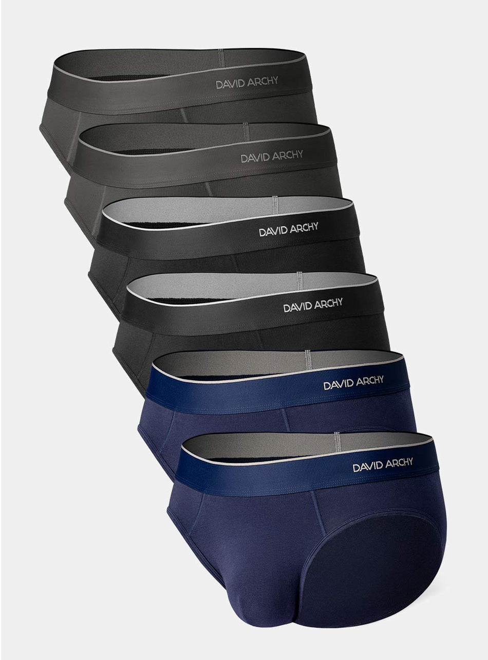 6 Packs Natural Cotton Classic Briefs David Archy Soft Touch Daily