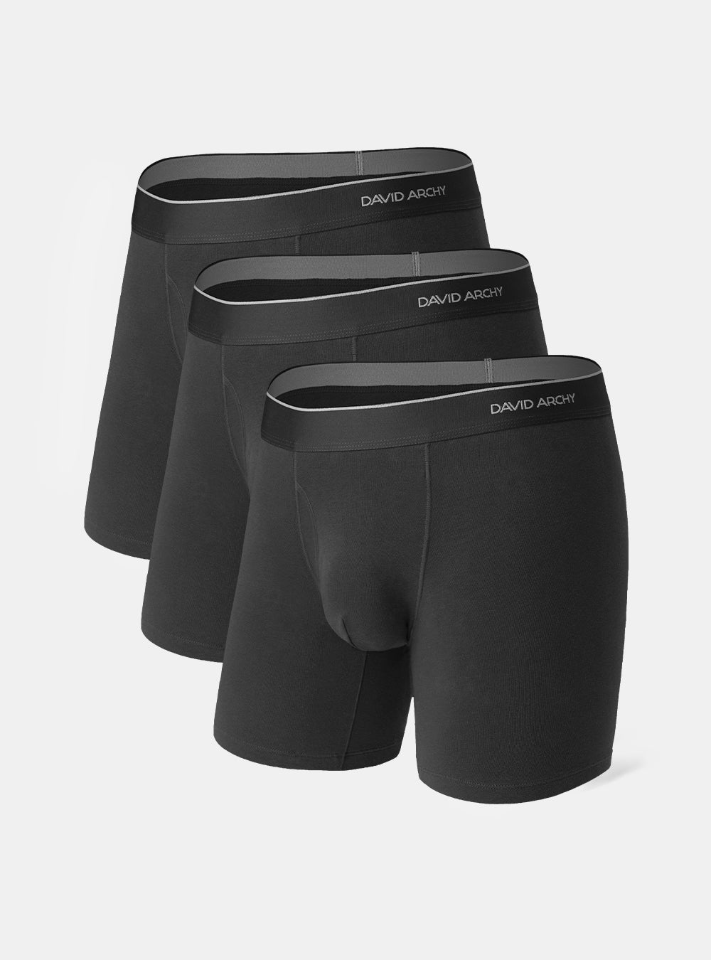 David Archy 3 Packs Cotton Boxer Briefs with Pouch Support Elite Men's Soft  Breathable Underwear