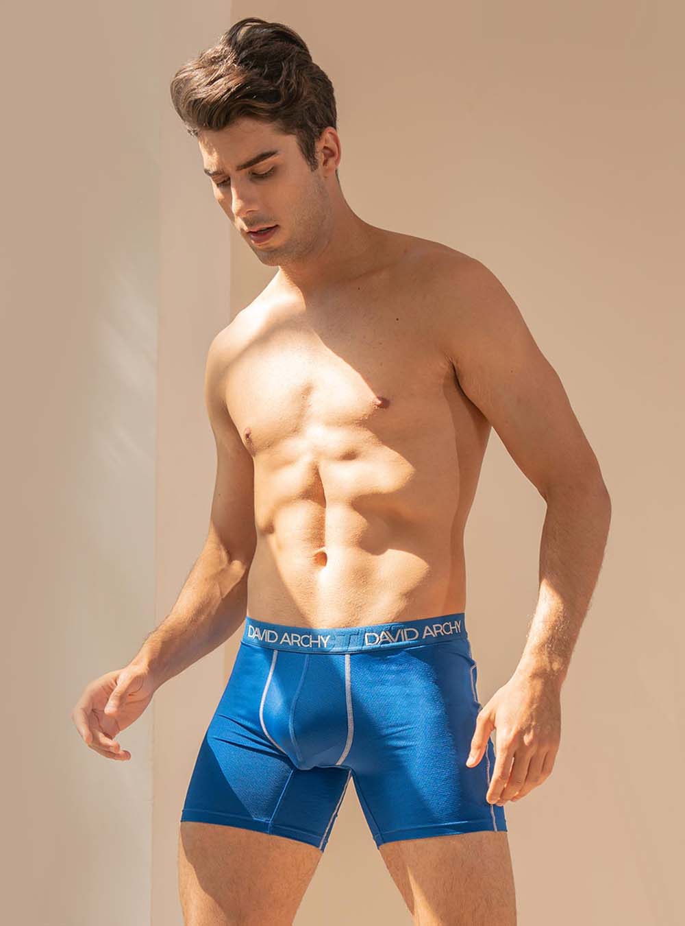 Men's Soft Breathable Dual Pouch Boxer Briefs Long Leg Underwear Sweatpants  Fitness Quick Dry