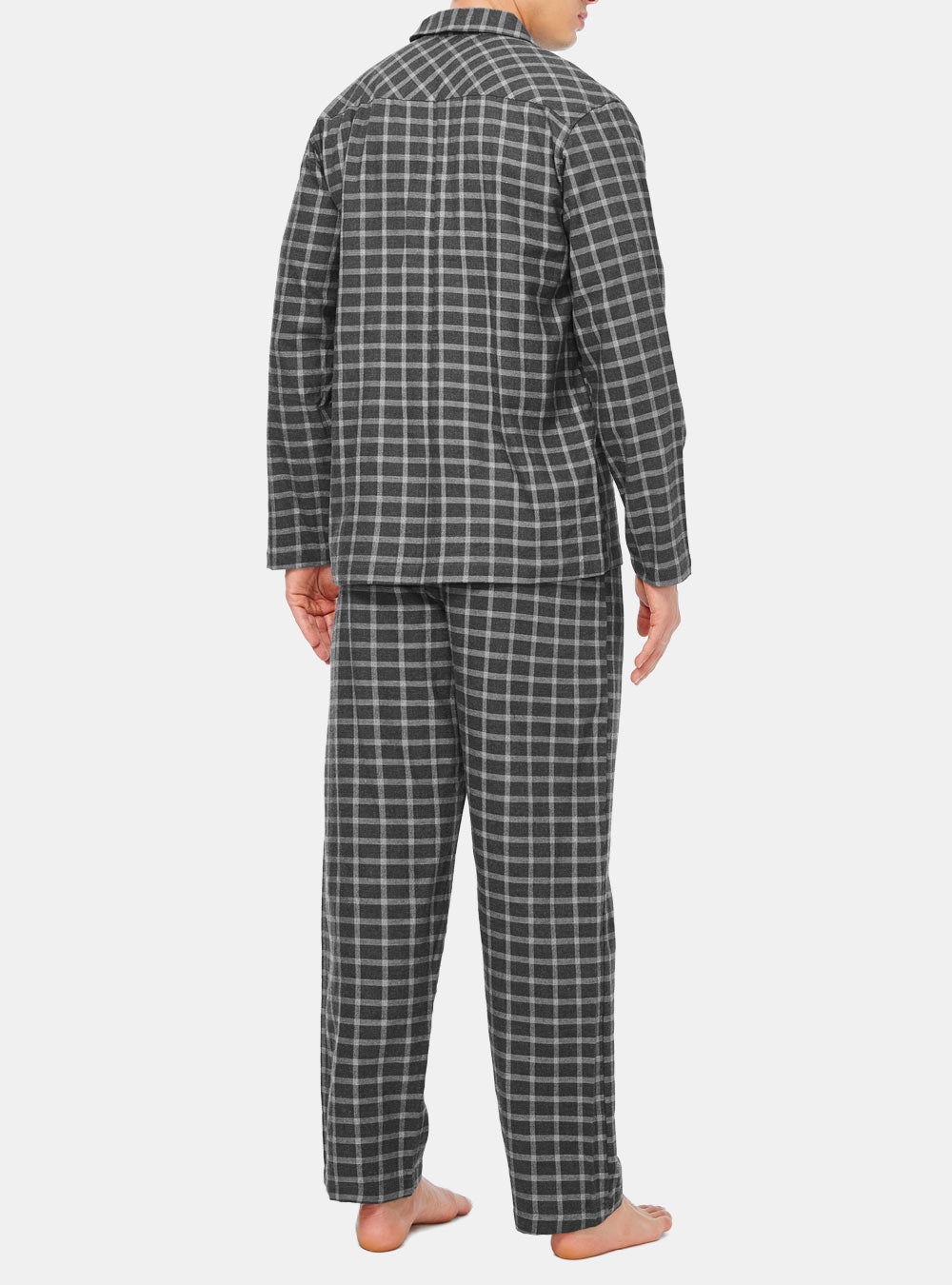 David Archy Sleepwear Set Flannel Button Down V Neck Lounge