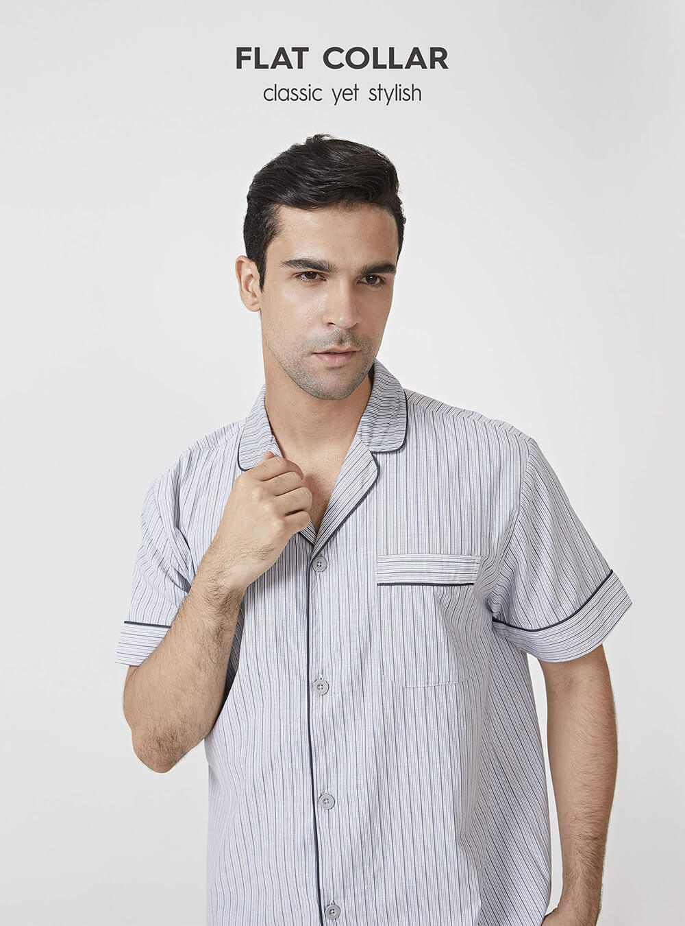 David Archy® Men's Lightweight Sleepwear Woven Cotton Button-Down Short Sleeve Pajamas Set Loungewear-Sleepwear-David Archy