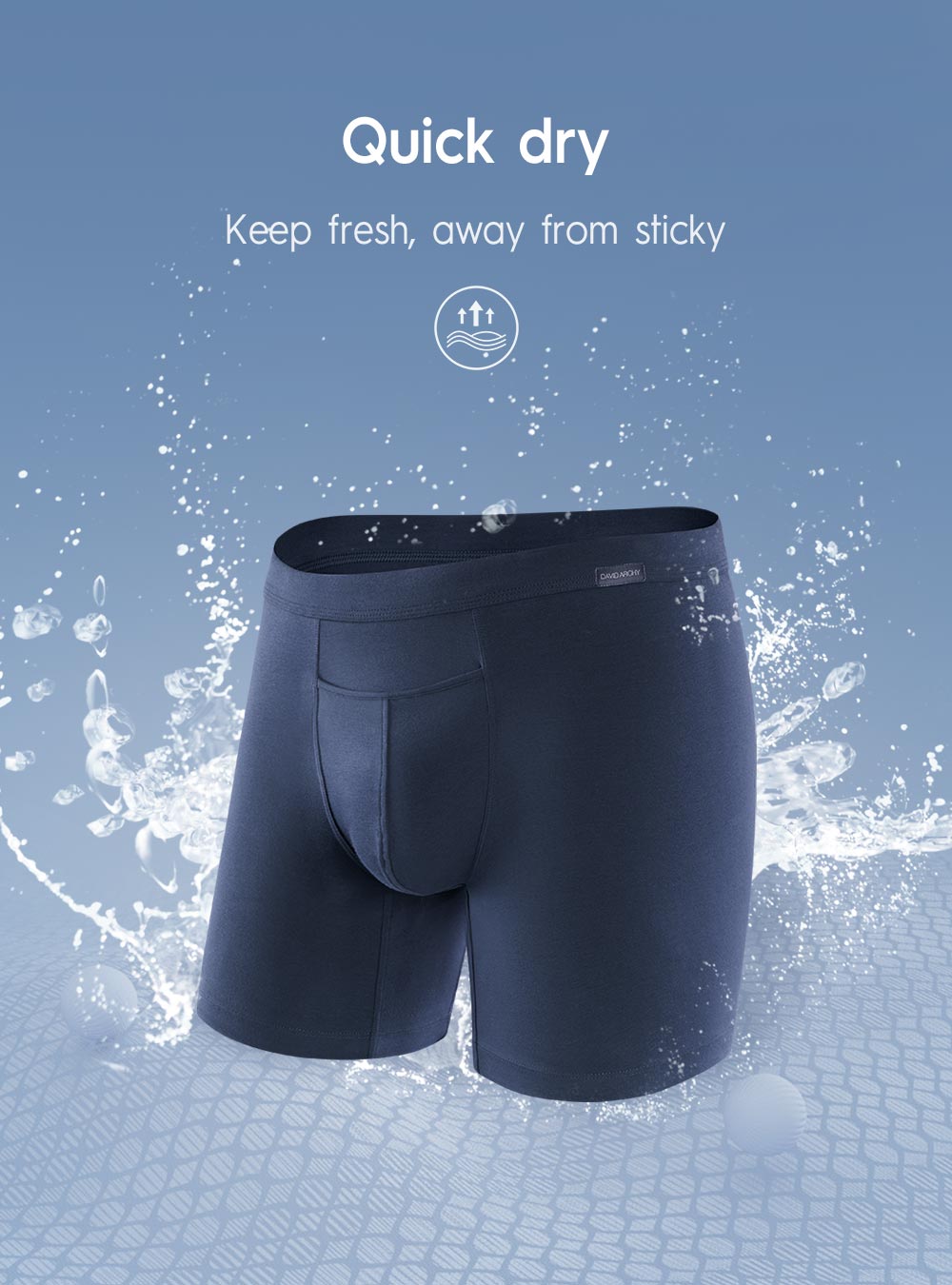 3 Packs Boxer Briefs Quick Dry Sports David Archy Men's Ultra Soft Mesh  Boxer Shorts Underwear